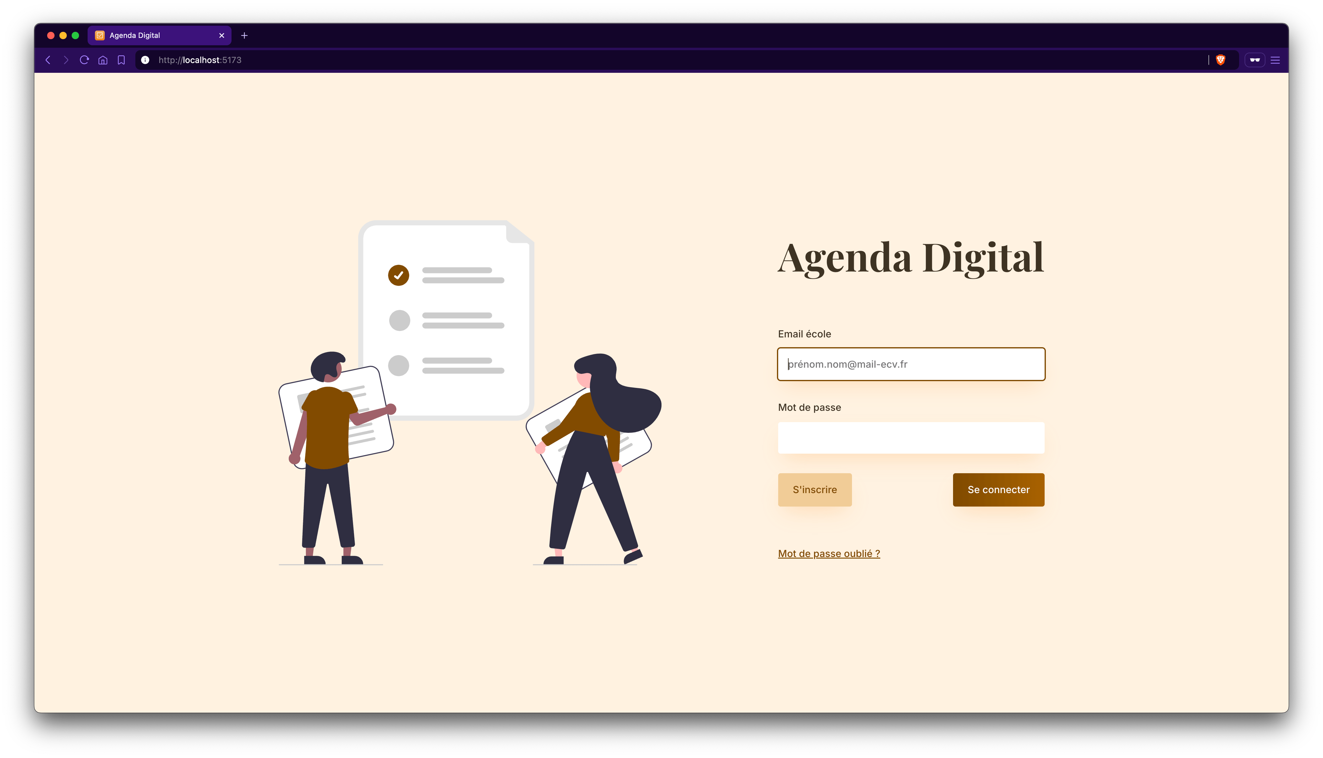 The Digital Agenda login page